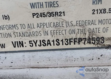 2015 Tesla Model S 60/70/85 z USA, uszkodzony, nr VIN 5YJSA1S13FFP74593